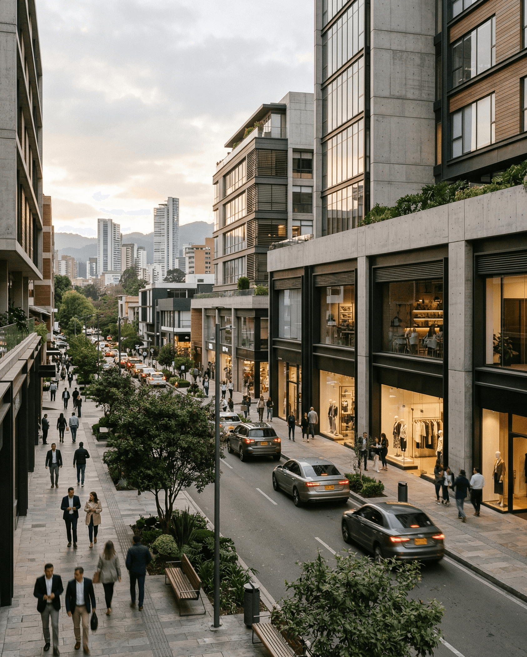 Entorno urbano y comercial que representa el análisis de ubicaciones de Lamilla